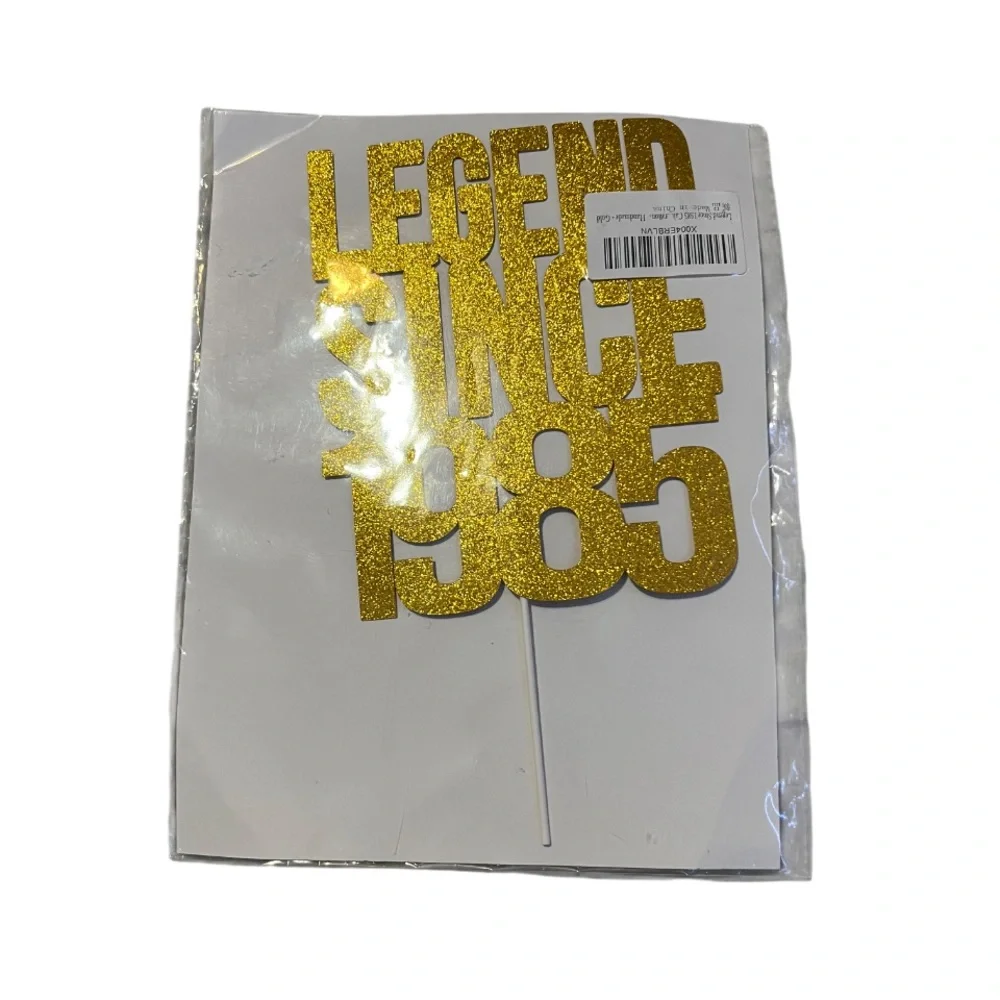 “Legend Since 1985” Gold Sparkly Cake Decoration